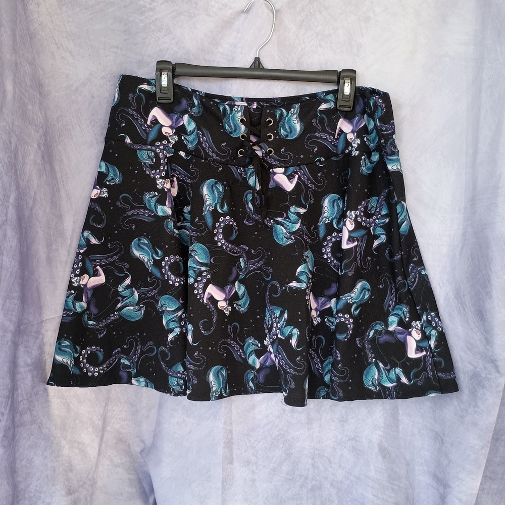 Disney Villains Ursula Mermaid Octopus Skater Skirt Size 2X Lace-Up Waist